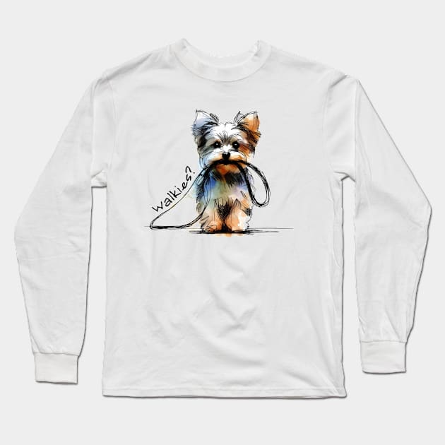 WALKIES- Yorkie Long Sleeve T-Shirt by ZogDog Pro